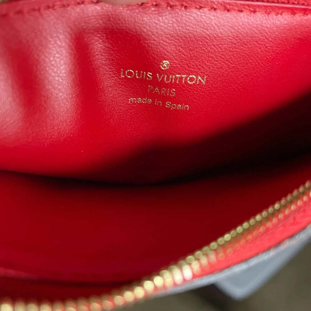Louis Vuitton Monogram Pochette Empreinte Felicie Zip Insert Wallet Red Pink